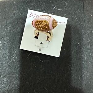 Betsey Johnson Pink and Gold Football Ring